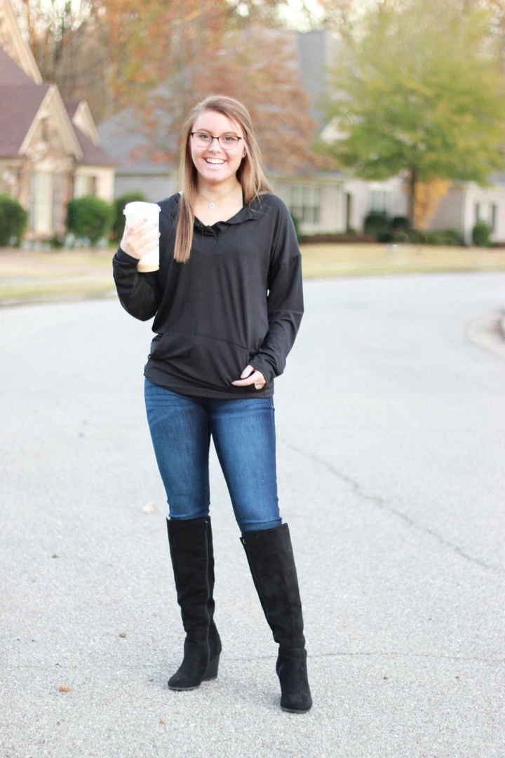 Cheapest 🧨 Rogue Society Apparel® LONG SLEEVES Sadie Kangaroo Top | Black 😀 3 Rogue Society Apparel® LONG SLEEVES Sadie Kangaroo Top | Black