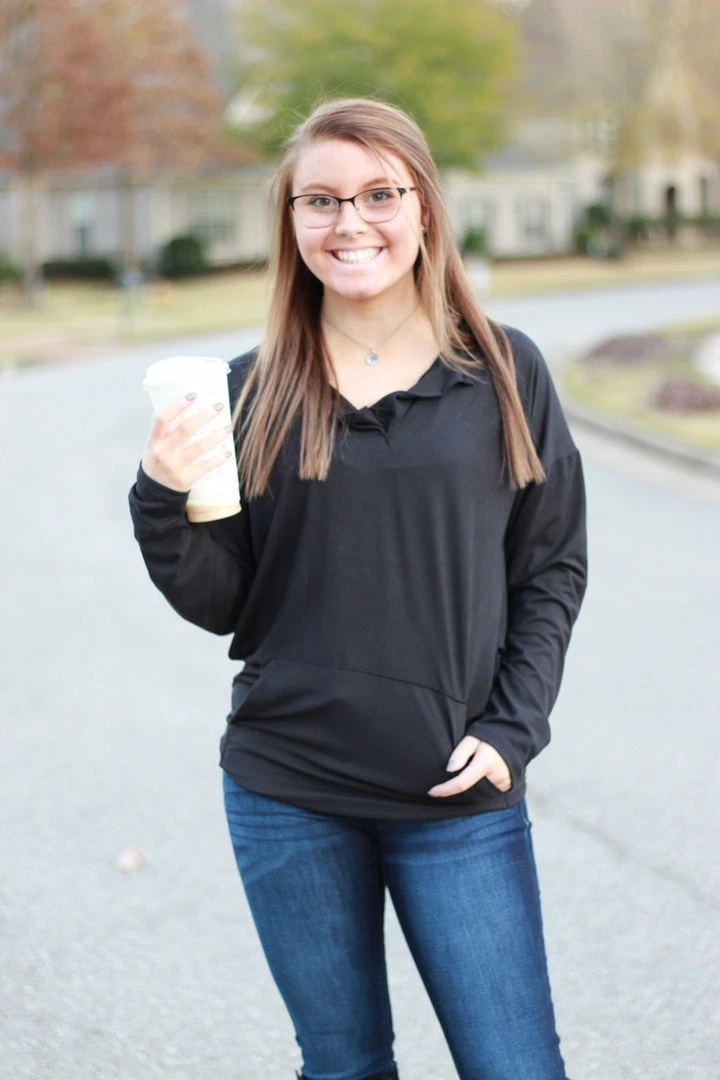 Cheapest 🧨 Rogue Society Apparel® LONG SLEEVES Sadie Kangaroo Top | Black 😀 4 Rogue Society Apparel® LONG SLEEVES Sadie Kangaroo Top | Black