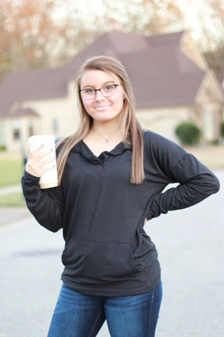 Cheapest 🧨 Rogue Society Apparel® LONG SLEEVES Sadie Kangaroo Top | Black 😀 6 Rogue Society Apparel® LONG SLEEVES Sadie Kangaroo Top | Black