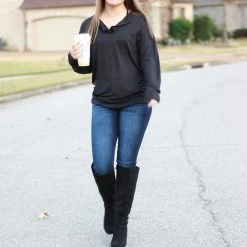 Cheapest 🧨 Rogue Society Apparel® LONG SLEEVES Sadie Kangaroo Top | Black 😀 23 Rogue Society Apparel® LONG SLEEVES Sadie Kangaroo Top | Black