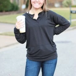 Cheapest 🧨 Rogue Society Apparel® LONG SLEEVES Sadie Kangaroo Top | Black 😀 27 Rogue Society Apparel® LONG SLEEVES Sadie Kangaroo Top | Black