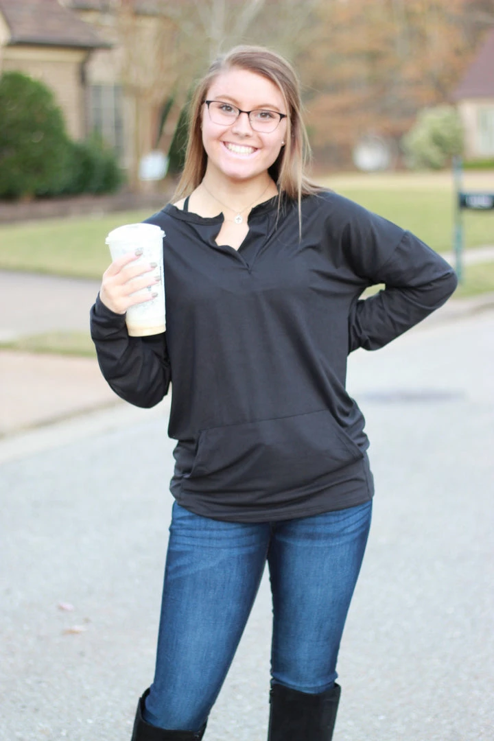 Cheapest 🧨 Rogue Society Apparel® LONG SLEEVES Sadie Kangaroo Top | Black 😀 11 Rogue Society Apparel® LONG SLEEVES Sadie Kangaroo Top | Black