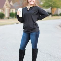 Cheapest 🧨 Rogue Society Apparel® LONG SLEEVES Sadie Kangaroo Top | Black 😀 28 Rogue Society Apparel® LONG SLEEVES Sadie Kangaroo Top | Black