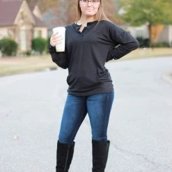 Cheapest 🧨 Rogue Society Apparel® LONG SLEEVES Sadie Kangaroo Top | Black 😀 29 Rogue Society Apparel® LONG SLEEVES Sadie Kangaroo Top | Black