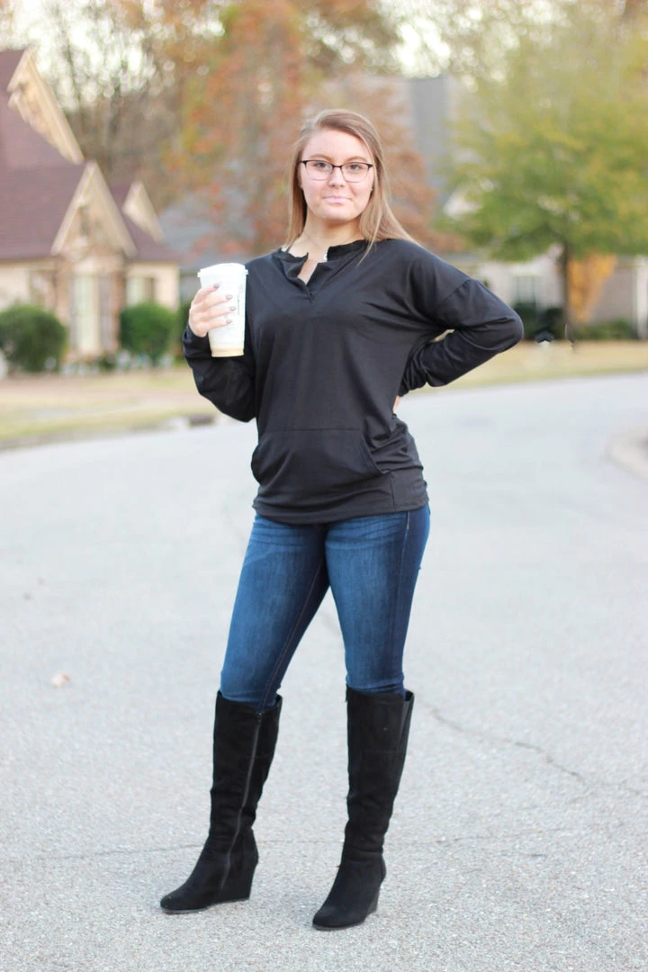 Cheapest 🧨 Rogue Society Apparel® LONG SLEEVES Sadie Kangaroo Top | Black 😀 13 Rogue Society Apparel® LONG SLEEVES Sadie Kangaroo Top | Black