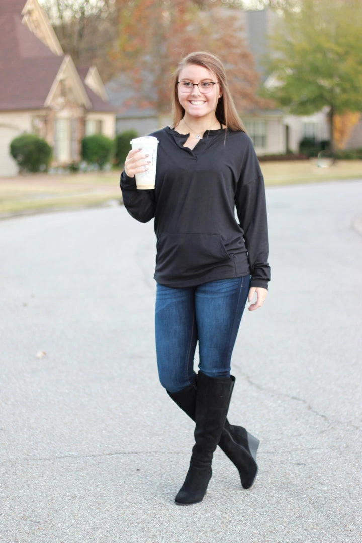 Cheapest 🧨 Rogue Society Apparel® LONG SLEEVES Sadie Kangaroo Top | Black 😀 14 Rogue Society Apparel® LONG SLEEVES Sadie Kangaroo Top | Black