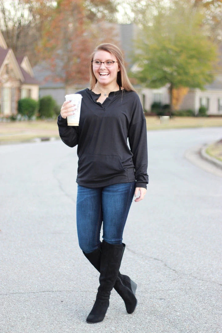 Cheapest 🧨 Rogue Society Apparel® LONG SLEEVES Sadie Kangaroo Top | Black 😀 15 Rogue Society Apparel® LONG SLEEVES Sadie Kangaroo Top | Black