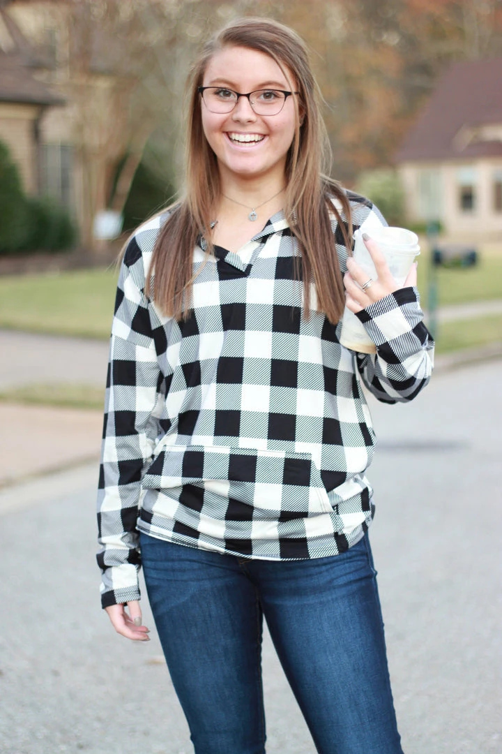 New 👍 Rogue Society Apparel® Sadie Kangaroo Top | Black And White Buffalo Plaid ⭐ 7 Rogue Society Apparel® Sadie Kangaroo Top | Black And White Buffalo Plaid