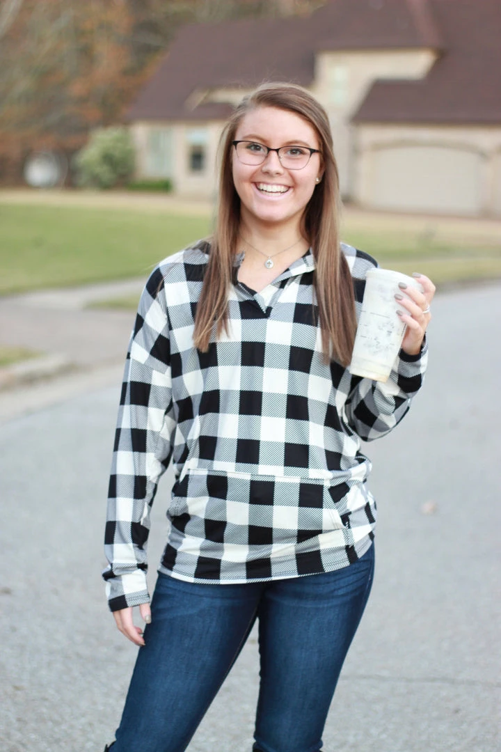 New 👍 Rogue Society Apparel® Sadie Kangaroo Top | Black And White Buffalo Plaid ⭐ 11 Rogue Society Apparel® Sadie Kangaroo Top | Black And White Buffalo Plaid
