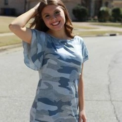 Rogue Society Apparel® Flutter Sleeve Dress | Camo BOTTOMS