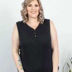 Michelle Mae Addison Henley Tank - Black