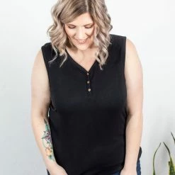 Michelle Mae Addison Henley Tank - Black