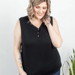 Michelle Mae Addison Henley Tank - Black