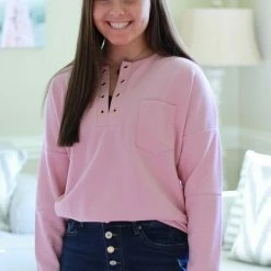 Rogue Society Apparel® LONG SLEEVES Pink Long Sleeve Shirt