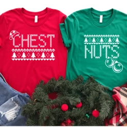 Rogue Society Apparel® SHORT SLEEVES Chest Nuts Couples Christmas Tee