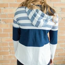 Rogue Society Apparel® LONG SLEEVES Striped Hoodie | Navy And White