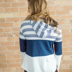 Rogue Society Apparel® LONG SLEEVES Striped Hoodie | Navy And White