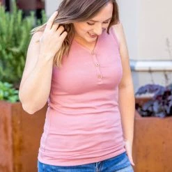 Michelle Mae Addison Henley Tank - Rose