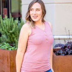Michelle Mae Addison Henley Tank - Rose