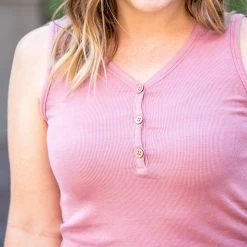 Michelle Mae Addison Henley Tank - Rose