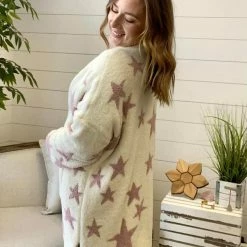 Michelle Mae LONG SLEEVES Blanket Cardigan - Berry Stars