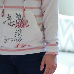 Rogue Society Apparel® Floral And Striped Pullover Hoodie