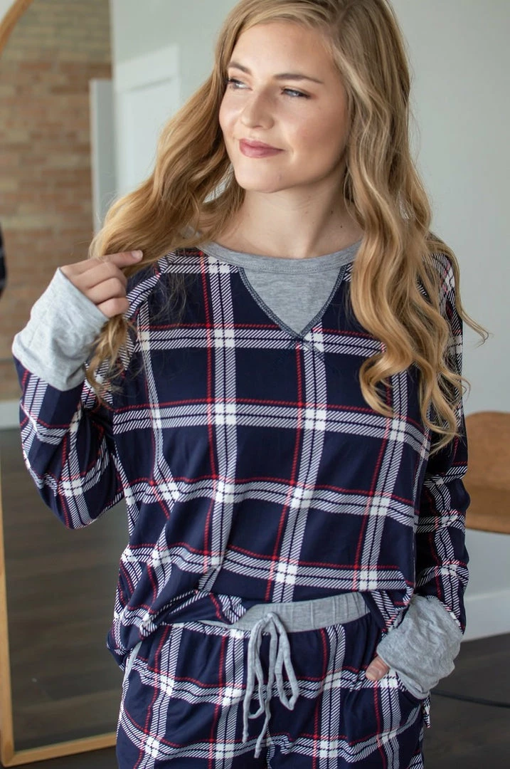 New 👍 Rogue Society Apparel® Boxer Lounge Set | Navy Plaid 😍 4 Rogue Society Apparel® Boxer Lounge Set | Navy Plaid