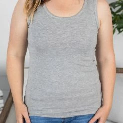 Michelle Mae SHORT SLEEVES Ava Tank- Light Grey