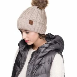 Little Bear Boutique Fleece Lined C.C Beanie With Pom ACCESSORIES
