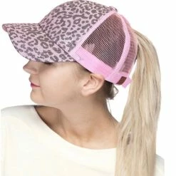 Little Bear Boutique C.C Leopard Glitter Ponytail Hat- Multiple Colors ACCESSORIES