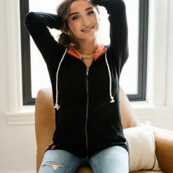 Ampersand Avenue FullZip- R.I.P. Out LONG SLEEVES