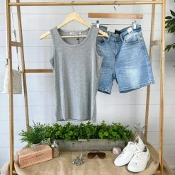 Michelle Mae SHORT SLEEVES Ava Tank- Light Grey
