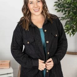 Michelle Mae LONG SLEEVES Cable Knit Jacket - Black