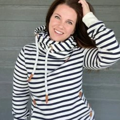 Little Bear Boutique Wanakome Artemis- Navy And Ivory Stripes LONG SLEEVES