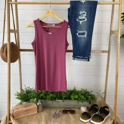 Michelle Mae Ava Tank- Mulberry SHORT SLEEVES