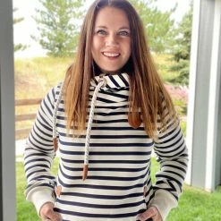 Little Bear Boutique Wanakome Artemis- Navy And Ivory Stripes LONG SLEEVES