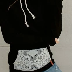 Ampersand Avenue LONG SLEEVES Lace Accent Doublehood- Black