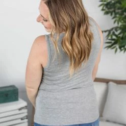 Michelle Mae SHORT SLEEVES Ava Tank- Light Grey