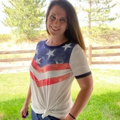 Little Bear Boutique Stars And Stripes Chevron Tee SHORT SLEEVES