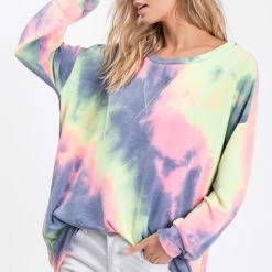 Little Bear Boutique LONG SLEEVES A World Full Of Color Tie Dye Pullover- Multiple Colors