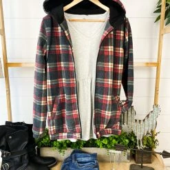 Hot Sale ๐ Michelle Mae Sherpa Fullzip Hoodie - Berry Plaid LONG SLEEVES ๐ 19 Michelle Mae Sherpa Fullzip Hoodie - Berry Plaid LONG SLEEVES