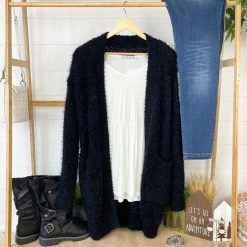 Michelle Mae Fuzzy Cardigan - Classic Black