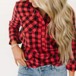 Ampersand Avenue Buffalo Plaid Popover LONG SLEEVES