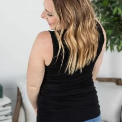 Michelle Mae Ava Tank- Black SHORT SLEEVES