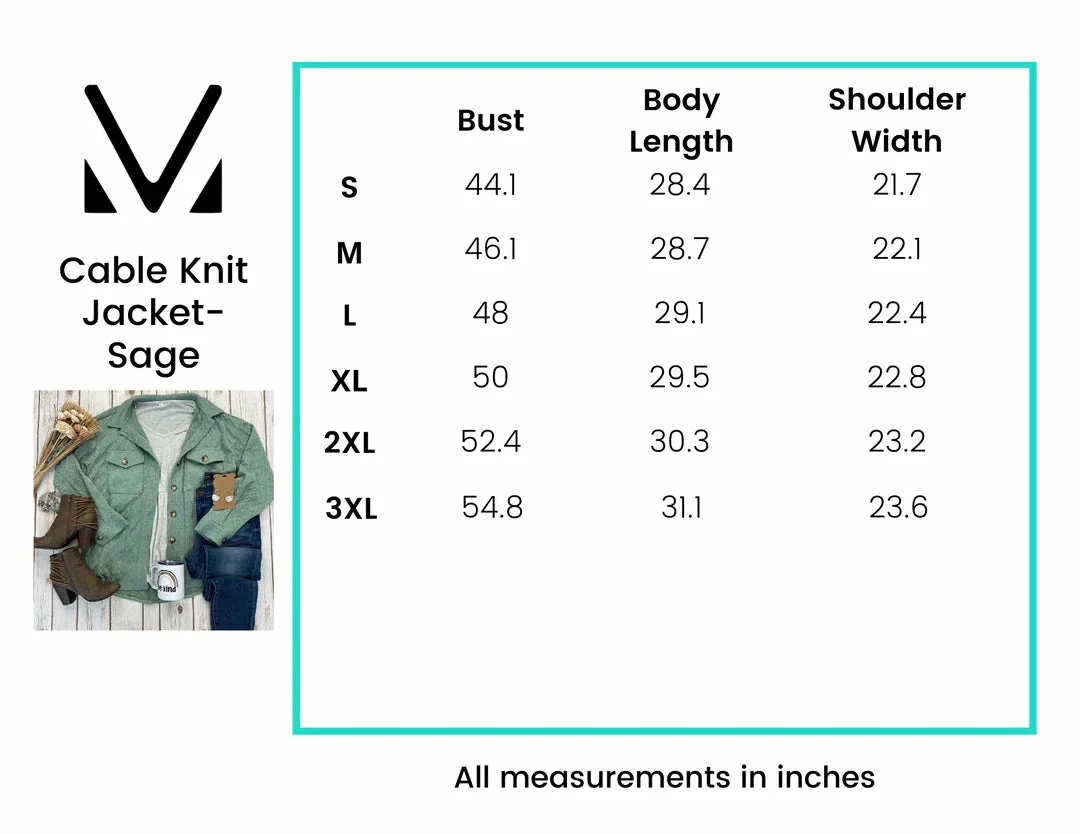 Budget π Michelle Mae LONG SLEEVES Cable Knit Jacket - Sage 𧨠6 Michelle Mae LONG SLEEVES Cable Knit Jacket - Sage
