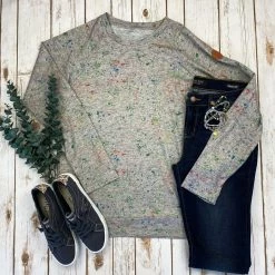 Michelle Mae LONG SLEEVES Long Sleeve Paint Splatter - Grey