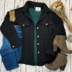 Michelle Mae LONG SLEEVES Cable Knit Jacket - Black