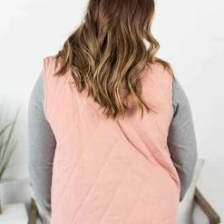 Michelle Mae SHORT SLEEVES Remy Zip Up Vest - Heathered Pink