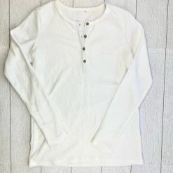 Michelle Mae Harper Long Sleeve Henley - White LONG SLEEVES