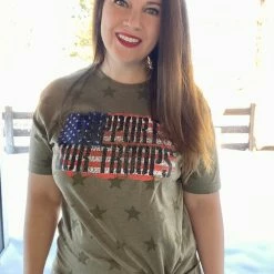 Little Bear Boutique SHORT SLEEVES Support Our Troops- Star